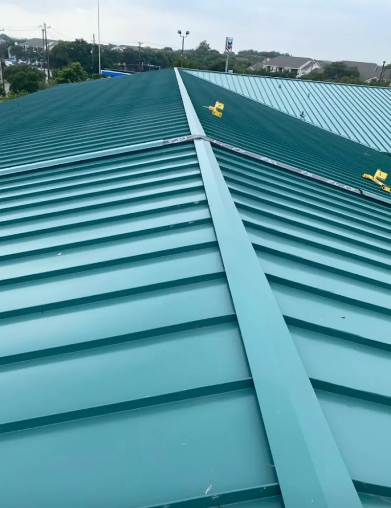 Green commercial metal roof ridge and valley for Metal Roof Repair in Wauconda